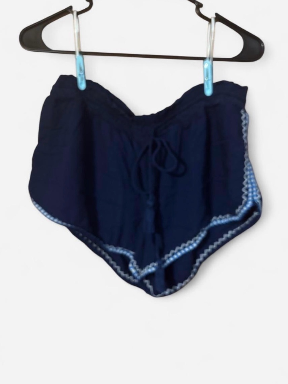 aerie Navy Blue Sleep Shorts with White Scalloped Trim